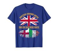 English Irish Heritage British Grown England Ireland Roots T-Shirt, Men, Royal Blue, Medium