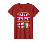 English Irish Heritage British Grown England Ireland Roots T-Shirt, Women, Cranberry Red, 3X-Large