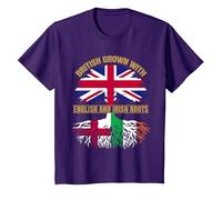 English Irish Heritage British Grown England Ireland Roots T-Shirt, Youth, Purple, Large