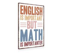 English Is Important But Math Is Importanter Tin Sign,Middle High School Teacher Gifts Classroom Wall Decor 8x12 Inch