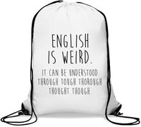 English Is Weird Gym Sack Casual Drawstring Bag White