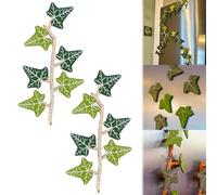 English Ivy Fridge Magnet with Articulating Vines, 3D Printed Magnet Ivy for Refrigerator Decor, Funny Artificial Ivy Fake Ivy with Strong Fridge Magnets & Stems (2 Pack)