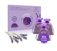 English Lavender Bags - Natural Moth Repellent & Air Freshener - Set of 20 - Air Freshener for Wardrobes, Drawers, Bathrooms, Clothes Storage - 100% Organic Premium Lavender