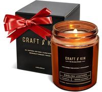 English Leather Scented Candles for Men & Women | Christmas Candle for Home, Scented | 8 oz 45 Hour Burn Long Lasting, Mens Candles for Home