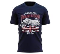 English Legend Motorbike T Shirt for Men - Born to be British Patriotic Tee - Vintage Motorcycle Biker Design - England Pride - Britain Heritage Top, 3XL, Navy