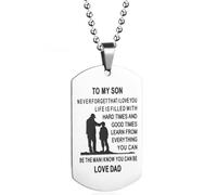 English Letter Tag To My Son Family Series Necklace Mother Son Necklace Stainless Steel Military Badge