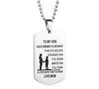 English Letter Tag To My Son Family Series Necklace Mother Son Necklace Stainless Steel Military Badge