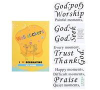 English Letter Wall Stickers 4Pcs PVC Decals 27.5x18cm - Easy Peel & Paste, Reusable Home Decoration for Bedroom Living Room Kitchen