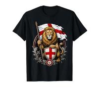 English Lion Heraldry Medieval Shield Flag Value Graphic T-Shirt, Men, Black, XL