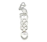 English Made Bright Pewter Entwined Hearts & Stork Lovespoon in a Gift Box