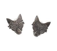 English Made Odin's Wolf Head Viking Design Pewter Cufflinks in a Black Leatherette Cufflink Box