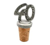 English Made Pewter 40 Years 40th Birthday Wine Bottle Stopper, 70 x 37 mm, Cork Base, in a Velvet Pouch