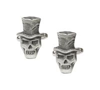 English Made Pewter Baron Samedi Design Cufflinks with Personalised Leatherette Box