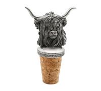English Made Pewter Highland Cattle Cow Scotland Wine Bottle Stopper, 73 x 46 mm, Cork Base, Gift Boxed