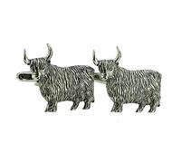 English Made Pewter Highland Cow Cattle Cufflinks Presented in a Box