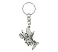 English Made Pewter Isle of Skye Map Scotland Design Keyring, 90 x 39mm, Gift Pouch Included