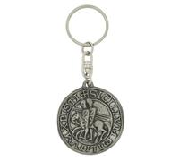 English Made Pewter Knights Templar Seal Design Keyring, 87 x 38 mm, Gift Pouch Included