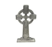 English Made Pewter Large Celtic Cross Altar Ornament with Velvet Pouch, Antiqued Finish, 170 x 140mm, 188g