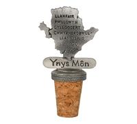 English Made Pewter Leaping Ynys Mon Anglesey Bottle Stopper, 80 x 45 mm, Cork Base, with Velvet Pouch