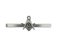 English Made Pewter Masonic with G Compass and Square Tie Bar Slide with Gift Box, 50 x 21 mm, with a Personalised Engaved Gift Box