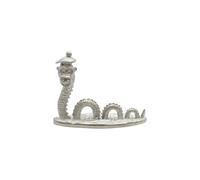 English Made Pewter Medium Loch Ness Monster Ornament with Scottish Hat, Handcrafted Nessie Figurine, 45 x 35 x 17mm, Includes Velvet Pouch
