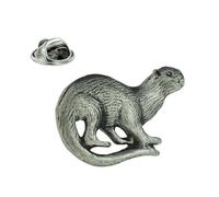 English Made Pewter Otter Design Lapel Pin Badge. Single Unit. XDHLP1208