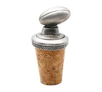 English Made Pewter Rugby Ball Sports Wine Bottle Stopper, 55 x 30 mm, Cork Base, Gift Boxed