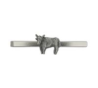 English Made Pewter Scottish Heilan Coo Highland Cow Tie Bar Slide with Gift Box, 50 x 18 mm