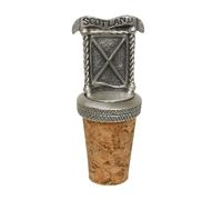 English Made Pewter Scottish Scotland Saltire Flag Wine Bottle Stopper, 65 x 27 mm, Cork Base, with Velvet Pouch