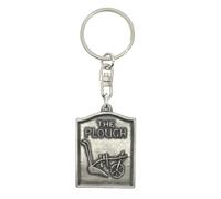 English Made Pewter The Plough Pub Sign Design Keyring, 85 x 27 mm, Gift Pouch Included