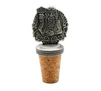 English Made Pewter Viking Norse God Thor Wine Bottle Stopper, 72 x 35 mm, Cork Base with Velvet Pouch