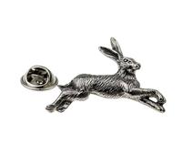 English Made Pewter Wild Hare Design Lapel Pin Badge. Single Unit. XWTP107