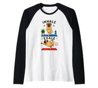 English Mastiff Doing Yoga Inhale - exale DIGOR Funny Raglan Baseball Tee