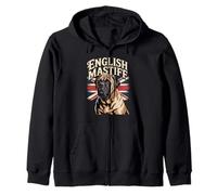 English Mastiff UK Flag - Distressed British Dog Lover Zip Hoodie