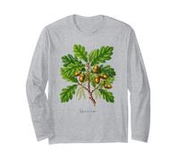 English Oak Plant Illustration Quercus robur Long Sleeve T-Shirt