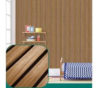English Oak Wood Slat Acoustic Panels for Wall and Ceiling - 3D Fluted Sound Absorbing Panel with Wood Finish - Oak