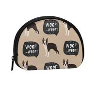 English Pattern Dog Background, Women's Storage Bag Shell Makeup Bag Small Coin Purse Shell Change Pouch