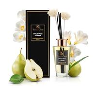 English Pear & Freesia Reed Diffuser 200ml - Long Lasting Home Fragrance with 8 Reed Sticks & Decorative Flowers, Elegant Scented Oil Air Freshener for Living Room, Bedroom & Bathroom