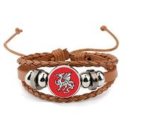 English Pendragon Anglo Saxon Brown Leather Bracelet And Velvet Gift Bag