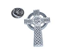 English Pewter Celtic Cross Lapel Pin Badge