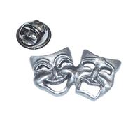 English Pewter Comedy & Tragedy Theatre Masks Drama Lapel Pin Badge (XDHLP615)