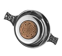 English Pewter Company 3.5" Celtic Pewter Quaich Whisky Tasting Bowl Loving Cup with Rose Copper Disc [CEL975]