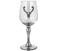 English Pewter Company 350ml Stag Head Single Wine Glass with Pewter Stem Personalised with Free Engraving [STAG106]