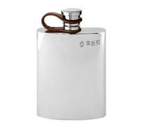 English Pewter Company 4oz Plain Pewter Hip Flask with Leather Cap [LFL255]