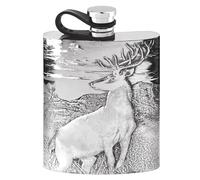 English Pewter Company 6oz Embossed Stag Pewter Hip Flask with Flexi Cap Personlaised with Free Engraving [CSF290]
