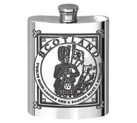 English Pewter Company 6oz Highland Piper Design Scottish Hip Flask Personalised with Free Engraving [SG513]