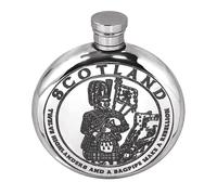 English Pewter Company 6oz Highland Piper Round Scottish Hip Flask Personalised with Free Engraving [SG511]