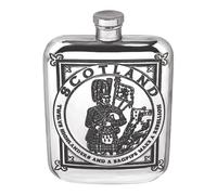 English Pewter Company 6oz Highlander Piper Scottish Purse Hip Flask Personalised with Free Engraving [SG512]