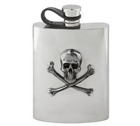 English Pewter Company 6oz Skull & Crossbones Pewter Hip Flask with Flexi Cap [CSF670]