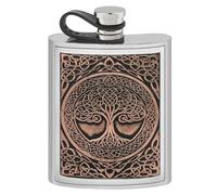 English Pewter Company 6oz Tree of Life Embossed Hip Flask with Flexi Cap (CEL478)